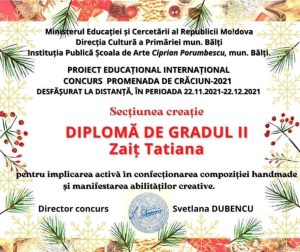 PROIECTUL EDUCAȚIONAL INTERNAȚIONAL ,,PROMENADA DE CRĂCIUN-2021″